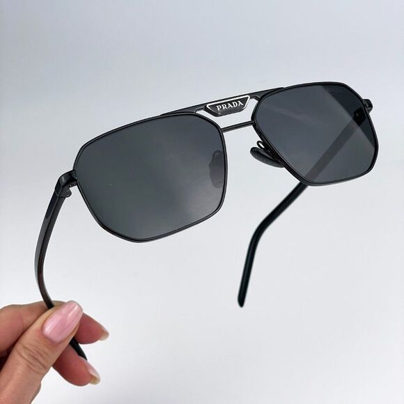 Prada PR58YS 1AB5S0 Sunglasses Black Dark Grey Pilot Metal Unisex - Picture 7 of 13